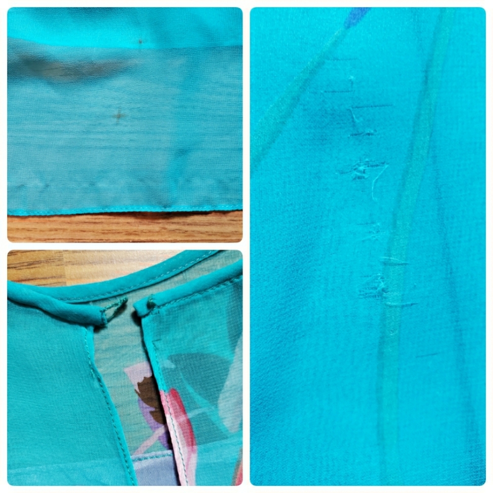 Vintage Teal Floral Longsleeve Maxi Dress - Picture 6 of 6